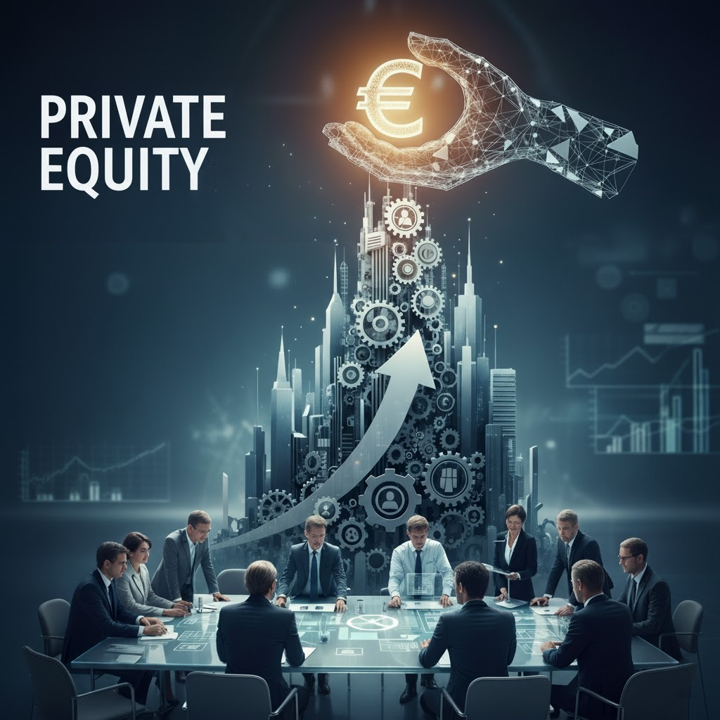 Illustration du Private Equity représentant la croissance et le financement des entreprises non cotées grâce à l’investissement à long terme.